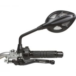 Rétroviseur Homologué Réversible Chaft Early Noir Mat/Grille Alu/Tige Noir
							  		