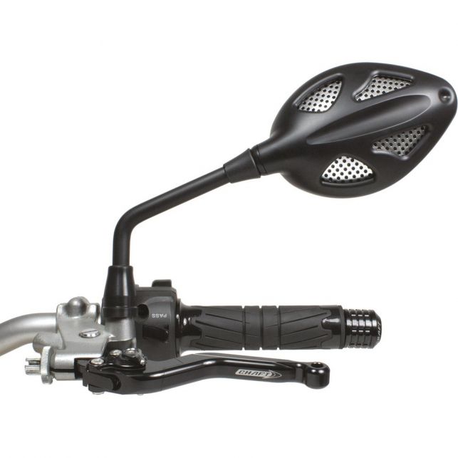 Rétroviseur Homologué Réversible Chaft Early Noir Mat/Grille Alu/Tige Noir