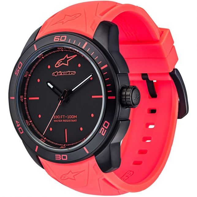 MONTRE ALPINESTARS TECH WATCH 3H BLACK CASE-RED ACCENTS-RED SILICON S