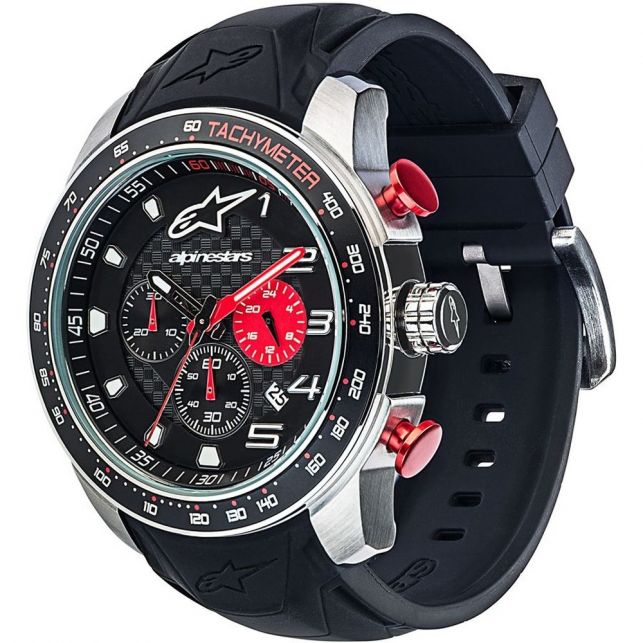 MONTRE ALPINESTARS TECH WATCH MULTIFUNCTION SILVER CASE BLACK SILICON