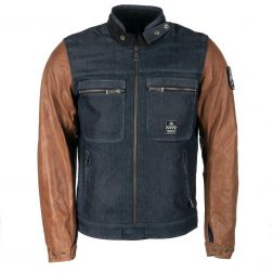 Blouson Helstons Winston Toile Coton-Cuir
							  		