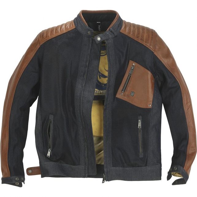 BLOUSON HOMME HELSTON'S COLT AIR TOILE DENIM-MESH-CUIR
