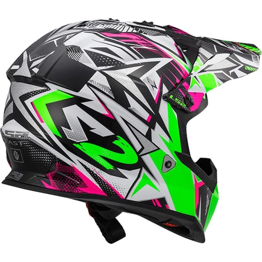 Cross Enduro Casque De Moto LS2 MX437 Fast Mini Strong Blanc Bleu Vente