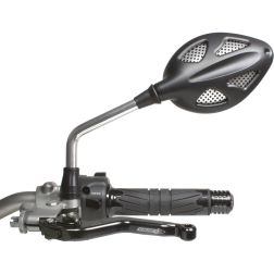 Rétroviseur Homologué Réversible Chaft Early Noir Mat/Grille Alu/Tige Alu
							  		