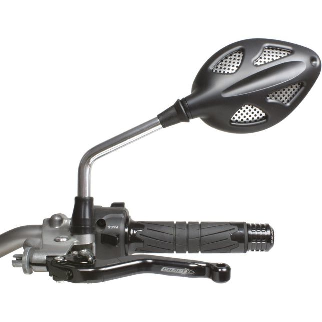 Rétroviseur Homologué Réversible Chaft Early Noir Mat/Grille Alu/Tige Alu