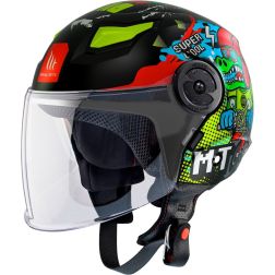 Casque MT Helmets Lite Dino A0 Noir Rouge Bleu
							  		