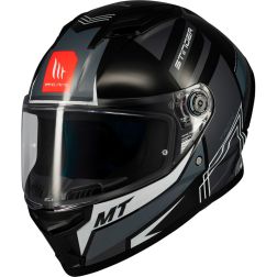 Casque MT Helmets Stinger 2 Tron B12 Noir Blanc Gris
							  		
