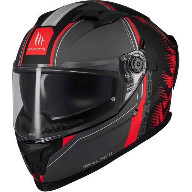 Casque MT Helmets Braker SV Charm B5 Noir Rouge Blanc Mat