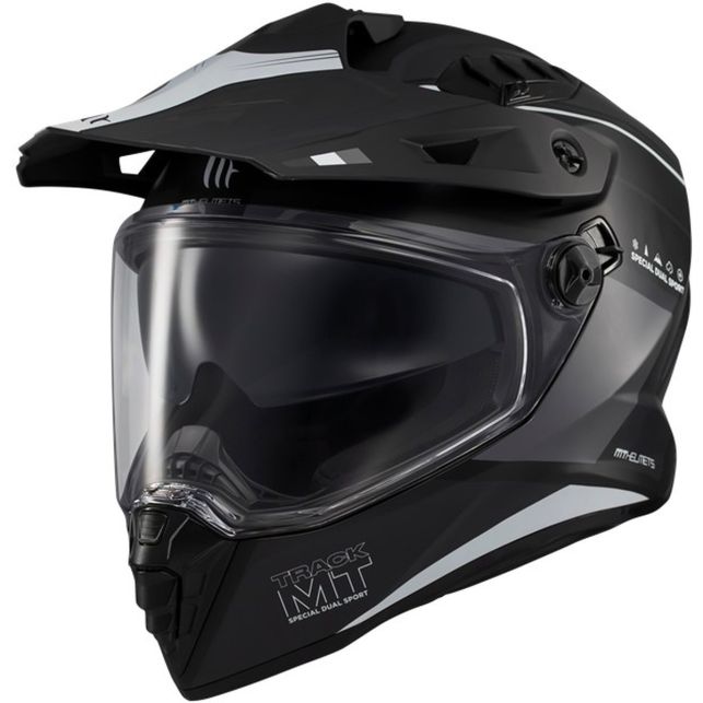 Casque MT Helmets Track SV Aries B1 Noir Gris Blanc Mat