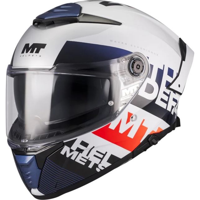 Casque MT Helmets Thunder 4 SV Waves A17 Blanc Rouge Bleu