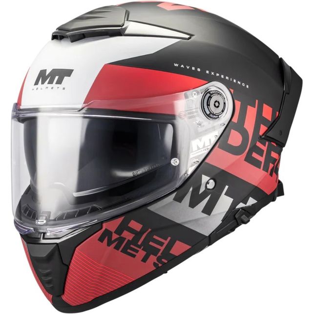 Casque MT Helmets Thunder 4 SV Waves B5 Noir Mat Rouge Blanc