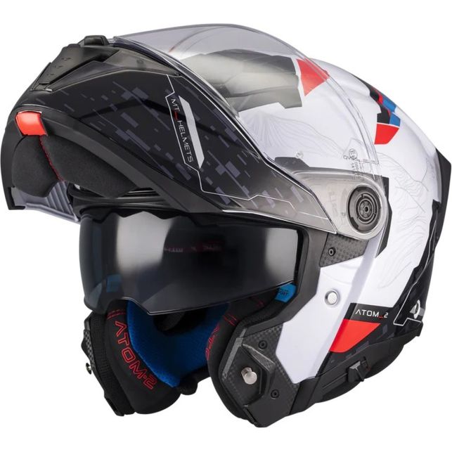 Casque MT Helmets Atom 2 SV Highlands A7 Noir Blanc Bleu