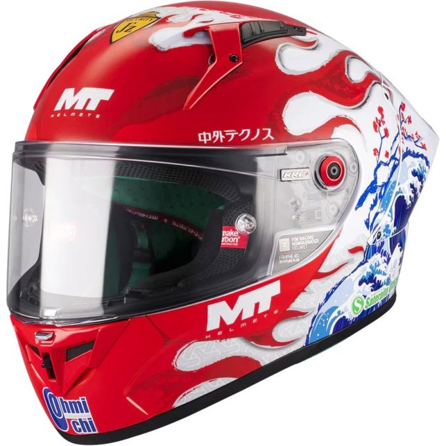 Casque MT Helmets KRE + S Yamanaka 2025 A5 Rouge Blanc Bleu