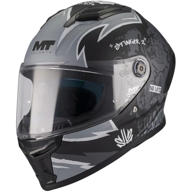 Casque MT Helmets Stinger 2 Kids Tagger Noir Gris Mat